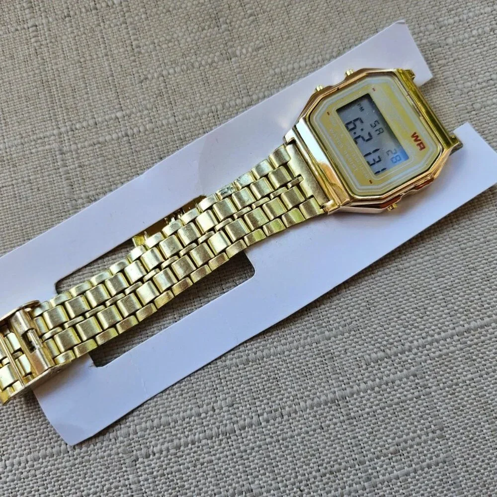 Women Wristwatch Yellow Gold Tone Digital Wrist Watch Multi Functional NEW - Picture 4 of 12